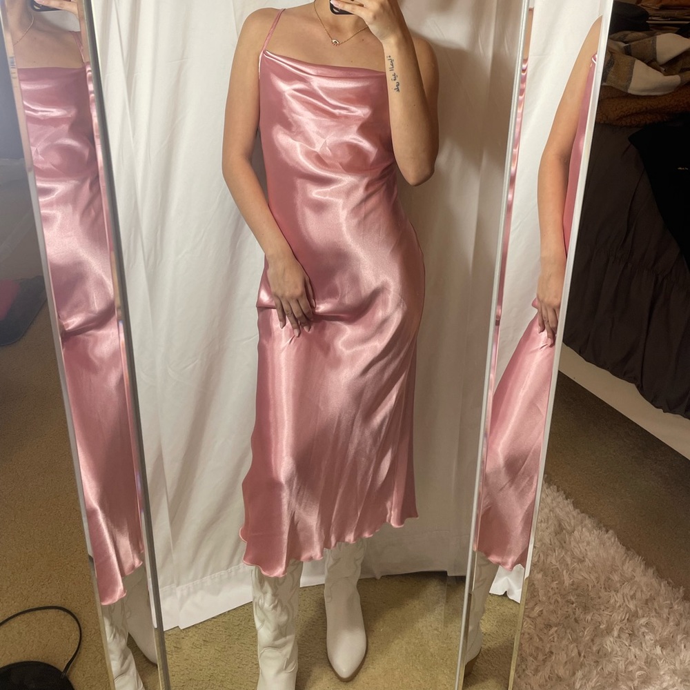 NWT BEBE SILK PINK DRESS